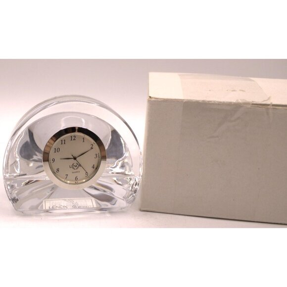 NEW LENOX Ovations Applause Crystal Desk Clock 3x3" With Box New Battery - Picture 4 of 9